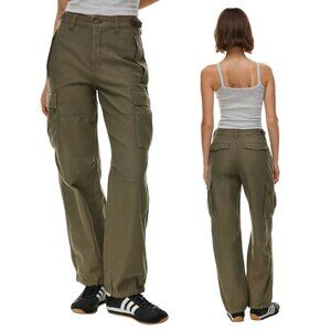 NWOT Aritzia TNA Olive Green 100% Cotton Mid-Rise Supply Cargo Pants - Size: 2